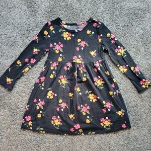 Old Navy Black Dress with Pink and Yellow Floral Pattern Size 5T